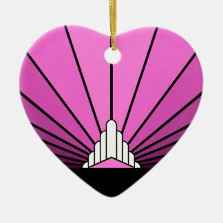 Art deco sol i rosa julgransprydnad keramik