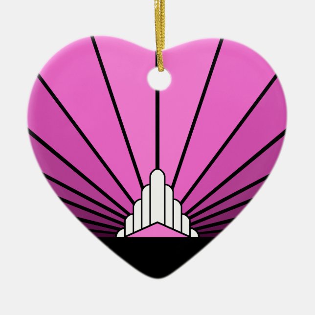 Art deco sol i rosa julgransprydnad keramik (Framsidan)