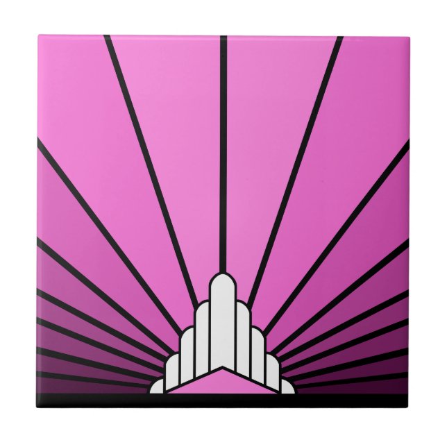 Art deco sol i rosa kakelplatta (Framsidan)