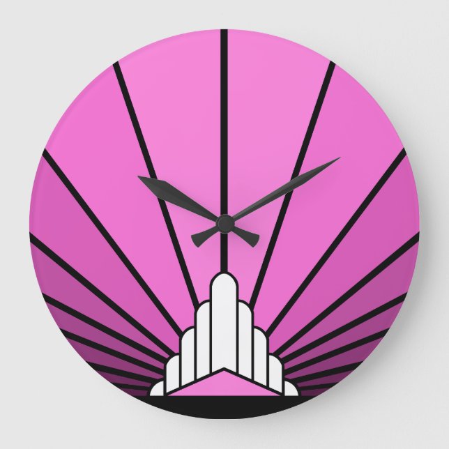 Art deco sol i rosa Wall Clock Stor Klocka (Framsida)