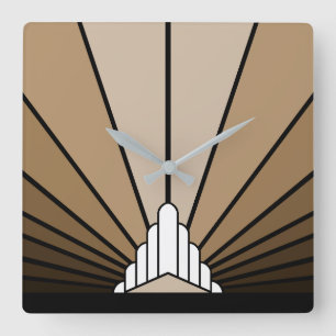 Art deco sol i tan fyrkantig klocka
