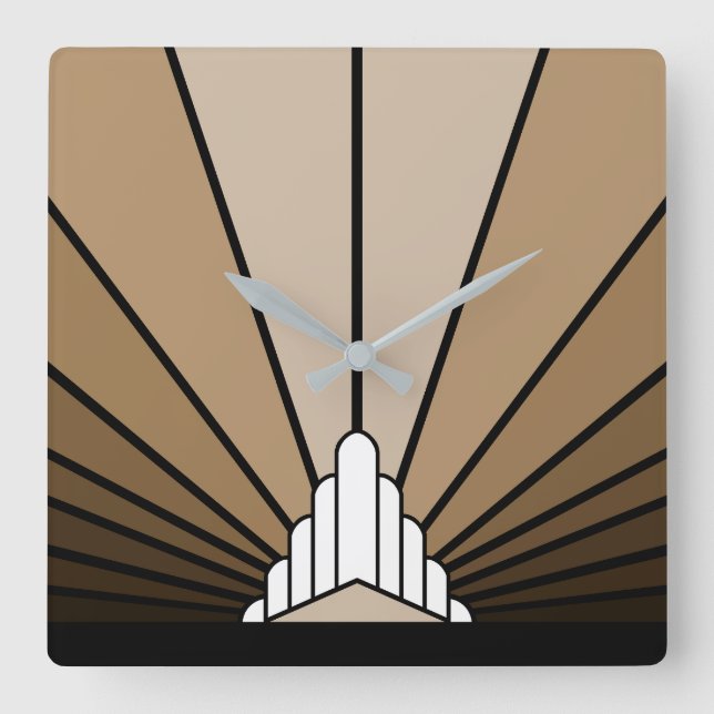 Art deco sol i tan fyrkantig klocka (Framsida)