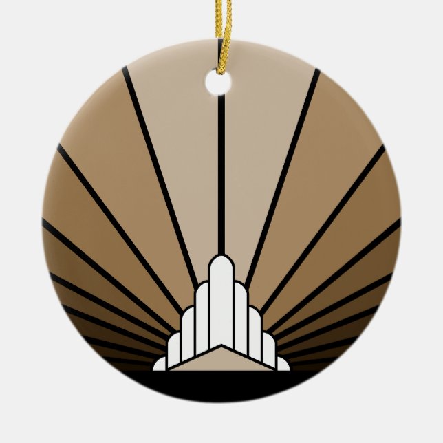 Art deco sol i tan julgransprydnad keramik (Framsidan)
