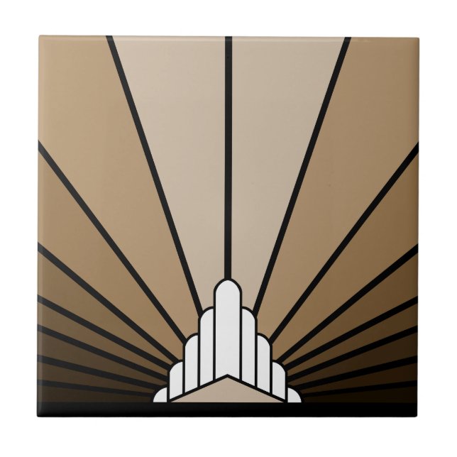 Art deco sol i tan kakelplatta (Framsidan)