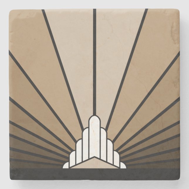 Art deco sol i tan stenunderlägg (Framsidan)