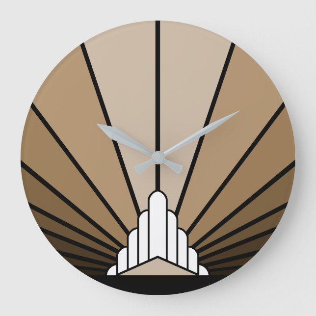 Art deco sol i tan Wall Clock Stor Klocka (Framsida)