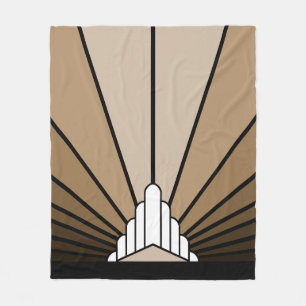 Art deco sol in tan Fleece Blanket