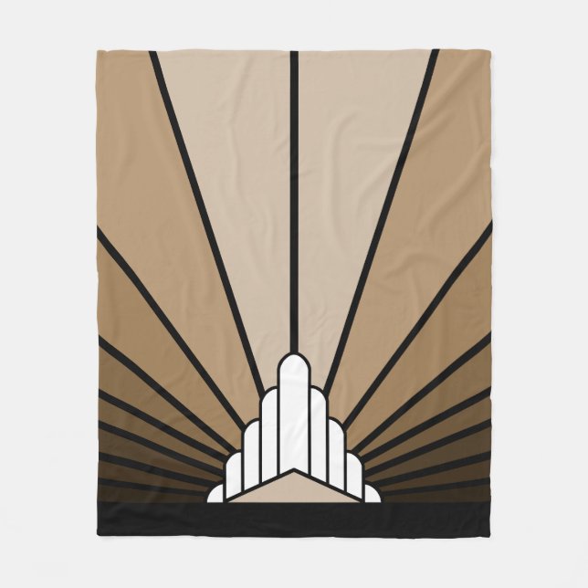 Art deco sol in tan Fleece Blanket (Framsidan)