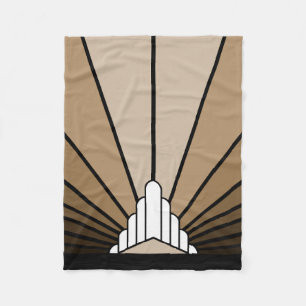 Art deco sol in tan Fleece Blanket