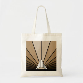Art deco sol in tan Tote Bag Tygkasse