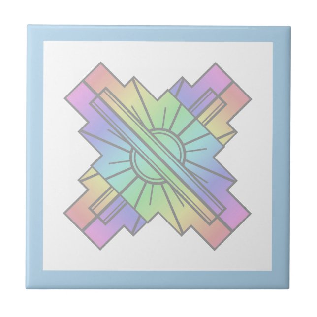 Art deco sol inslag i mjuka pastor kakelplatta (Framsidan)