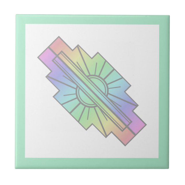 Art deco sol inslag i mjuka pastor kakelplatta (Framsidan)