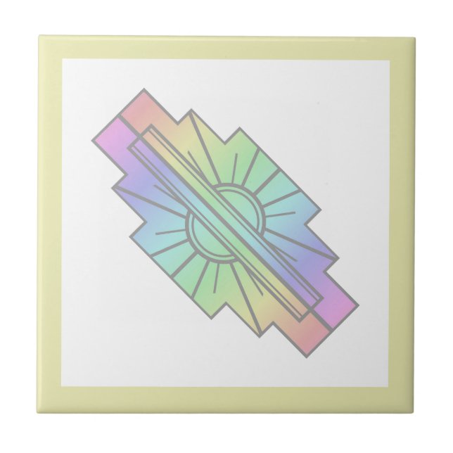 Art deco sol inslag i mjuka pastor kakelplatta (Framsidan)