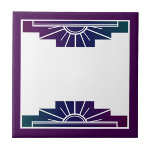 Art deco sol inslag i mörk färger kakelplatta
