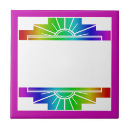 Art deco sol inslag i regnbåge kakelplatta