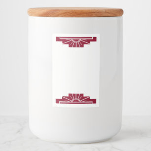 Art deco sol inslag i scarlet mörk mat etikett