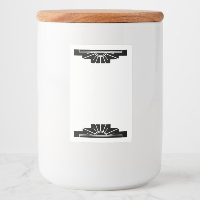 Art deco sol inslag i svart mat etikett (Framsida)