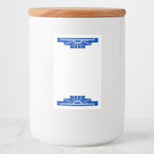 Art deco sol inslag på mörk blått mat etikett
