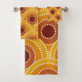 Art Deco Sol Orange Gult Brown Mönster