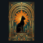 Art Deco Solstråle Svart Katt Väggkonst<br><div class="desc">Denna slående art deco-kattkonst visar en svart katt som sitter stolt på en geometrisk piedestal, inramad av en dramatisk gyllene solstrålehalo och utsmyckade valv. Rika teal- och ambratoner ekar klassisk 1920-talsdesign för en lyxig vintagekänsla. Perfekt för kattälskare och art deco-inredningar, tillför detta stycke omedelbar elegans till alla vardagsrum, kontor eller...</div>