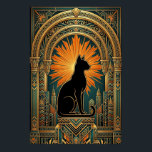 Art Deco Solstråle Svart Katt Väggkonst<br><div class="desc">Denna slående art deco-kattkonst visar en svart katt som sitter stolt på en geometrisk piedestal, inramad av en dramatisk gyllene solstrålehalo och utsmyckade valv. Rika teal- och ambratoner ekar klassisk 1920-talsdesign för en lyxig vintagekänsla. Perfekt för kattälskare och art deco-inredningar, tillför detta stycke omedelbar elegans till alla vardagsrum, kontor eller...</div>
