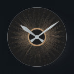 Art Deco-solstrålerundklocka Rund Klocka<br><div class="desc">Gör det till konst-deco-påverkan för att spira upp ställe..</div>