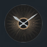 Art Deco-solstrålerundklocka Rund Klocka<br><div class="desc">Gör det till konst-deco-påverkan för att spira upp ställe..</div>