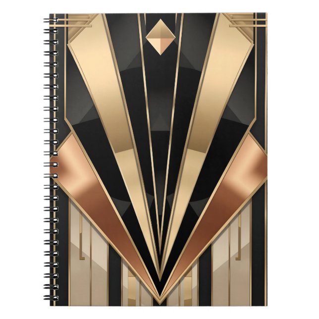 Art Deco Soluppgång Geometrisk Lyxdesign Anteckningsbok (Framsidan)