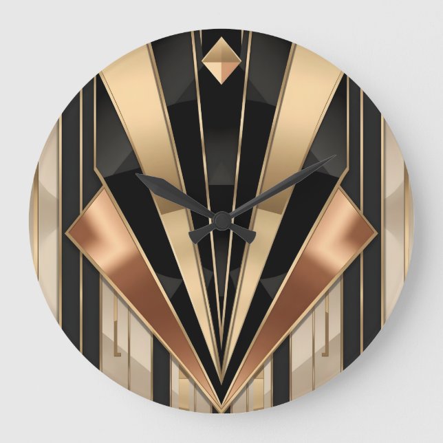 Art Deco Soluppgång Geometrisk Lyxdesign Stor Klocka (Framsida)