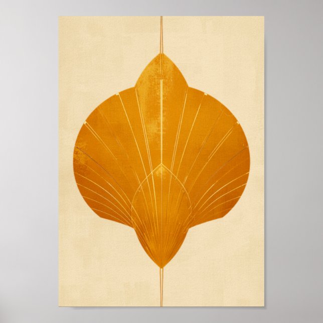 Art Deco Soluppgång Vägkonst i Senapsguld Poster (Framsidan)