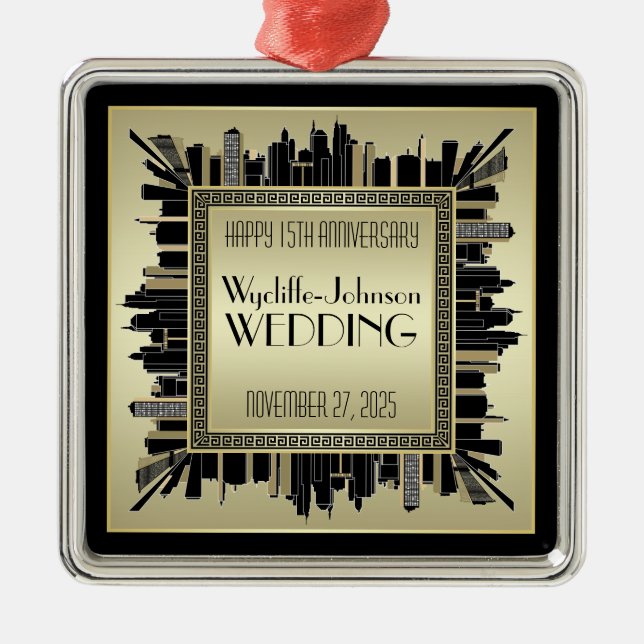 Art déco som gifta sig den guld- Gatsby för Julgransprydnad Metall (Framsidan)