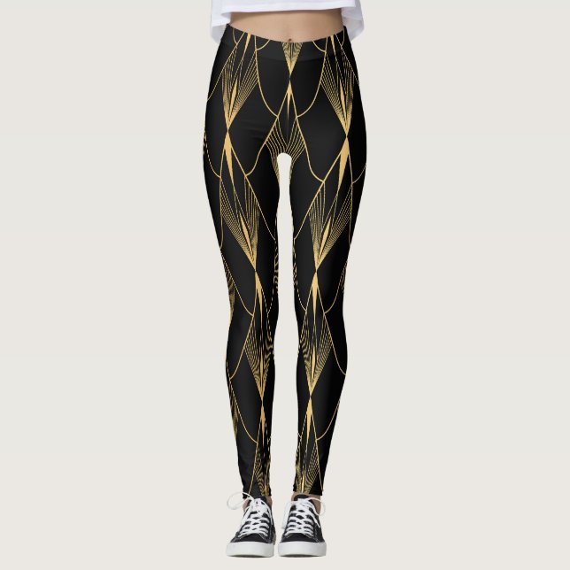 Art Deco: Sömlös lyx i Guld Leggings (Framsida)