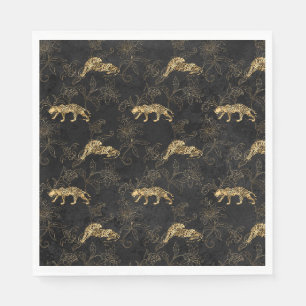 Art deco Sophisticated Black and Guld leopard Pappersservett