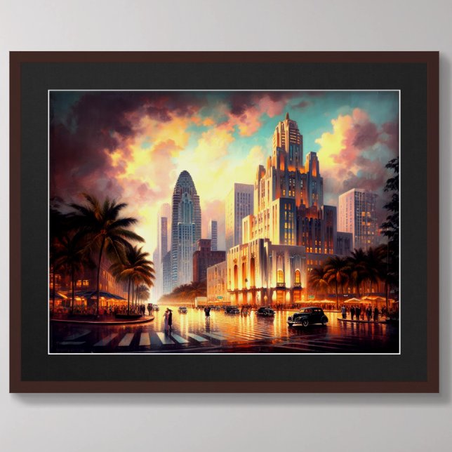 Art Deco South Florida City Skyline Scene Poster (Skapare uppladdad)
