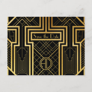 Art Deco-spara datumkortet Meddelande Vykort