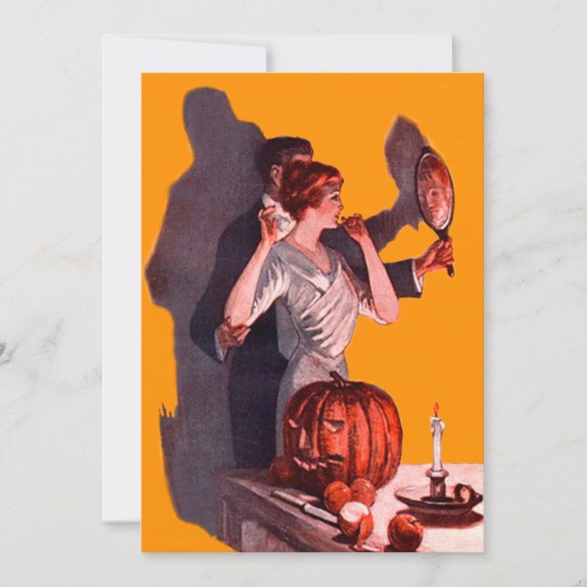 Art Deco Spegel Par Jack O Lantern Pumpa (Framsida)