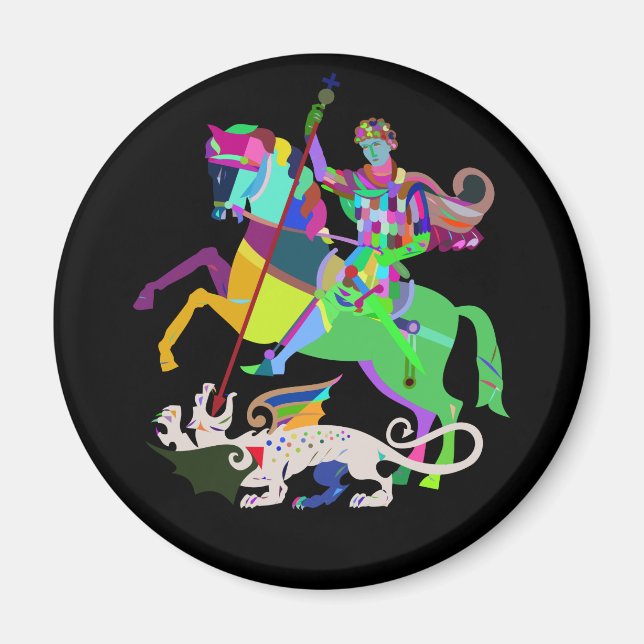 Art Deco St George Dragon Sayer Magnet (Framsidan)