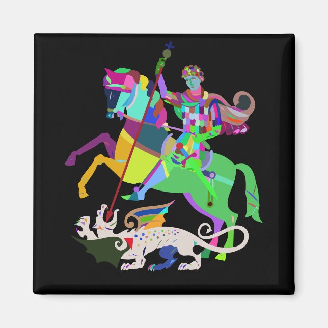 Art Deco St George Dragon Sayer Magnet (Framsidan)