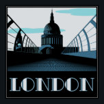 Art Deco St Pauls, London Poster<br><div class="desc">En Art Deco-reklam inspirerade till bilden av London. Den har en riktig katedral från Millennium Bridge.</div>