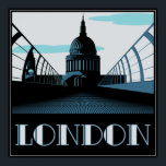 Art Deco St Pauls, London Poster<br><div class="desc">En Art Deco-reklam inspirerade till bilden av London. Den har en riktig katedral från Millennium Bridge.</div>