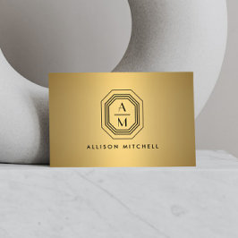 Art Deco Stacks Monogram-Logotyp på Faux Guld Visitkort