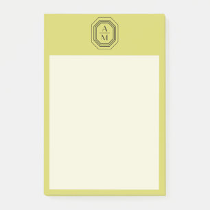 Art Deco-staplad monogram-Logotyp på Gultens Grönt Post-it Block