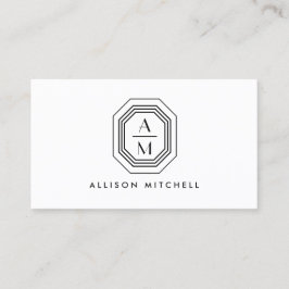 Art Deco-staplad monogram-Logotyp, svart/vit Visitkort