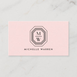 Art Deco-staplad monogramLogotyp på Rosa Visitkort
