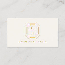 Art Deco Stapo Monogram Logotyp Guld/Elfenbenskust Visitkort