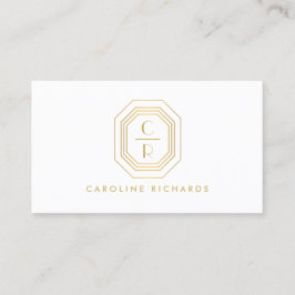 Art Deco Stapo Monogram Logotyp Guld/White Visitkort