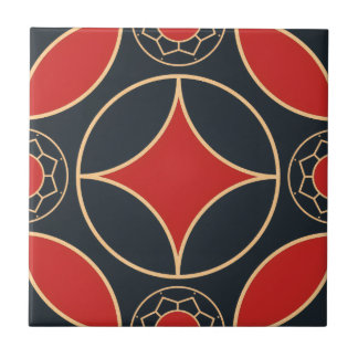 art deco star in red and black kakelplatta