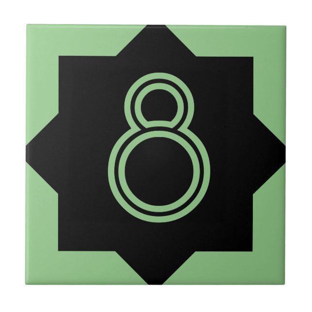 Art Deco Star Number Tile Kakelplatta (Framsidan)
