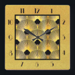 Art Deco Stil Acrylic Wall Clock Fyrkantig Klocka<br><div class="desc">Jag har gjort ännu en Art Deco Stil Clock. Jag har placerat det mycket populära fläkt stil mönster i centrum och utformat detta i ett guld stil. Den här väggklockan skulle se bra på en vägg i ditt hem. Mycket Art Deco!</div>