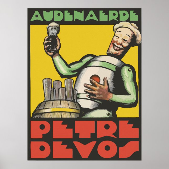 Art Deco stil belgisk öl och Poster (Framsidan)
